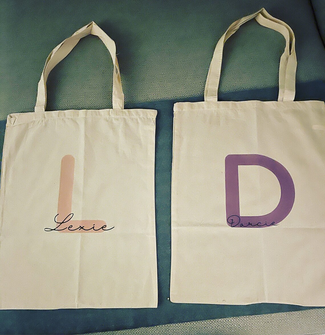 Personalised name initial tote bag / name bag / personalised Etsy