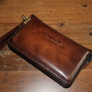 Travel Wallet, Multi-function Leather Handbag, Full Grain Leather Men's  Clutch NX006