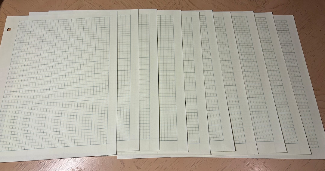 Vintage Green Ledger/graphing Paper Pack Green Papers for Junk Journal