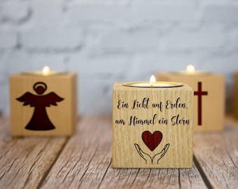 Tealight holder mourning light with individual engraving | Remembrance of a loved one | Mourning candle | Candle holder