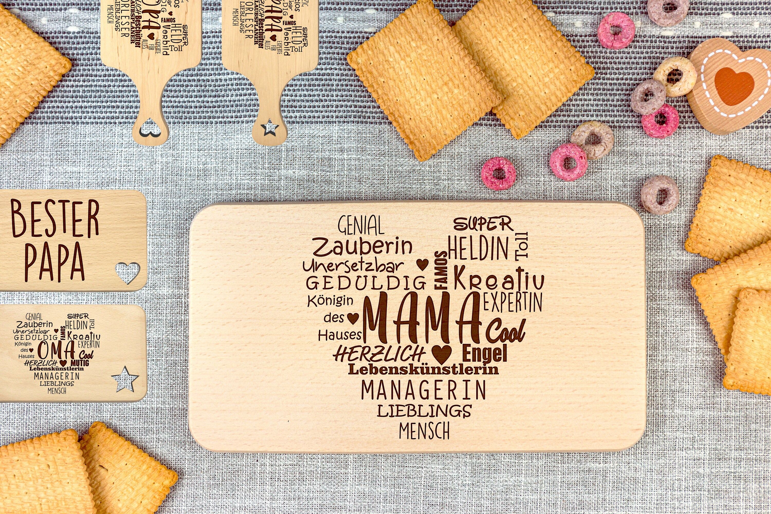 Breakfast board Dad, Mom, Grandpa, Grandma - individualized - Premium wood - Mother's Day, Father's Day, Name Day customizable