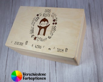 Personalisierte Erinnerungskiste | Erinnerungsbox | Holzbox | Regenbogen | XL | Baby Box | Babykiste | Lasergravur | Farbig