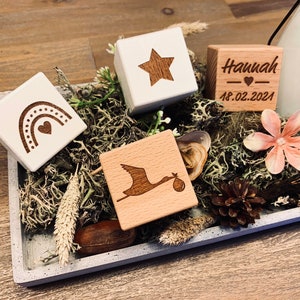 Wooden cube premium personalized with engraving - Baby | birth | Baptism | Gift | Building blocks | Wooden blocks | Baby Blocks | Dice | engraving