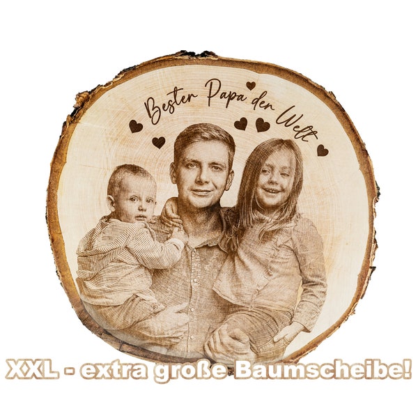 Fotogravur auf Baumscheibe Weihnachtsgeschenk Oma Opa Mama Papa