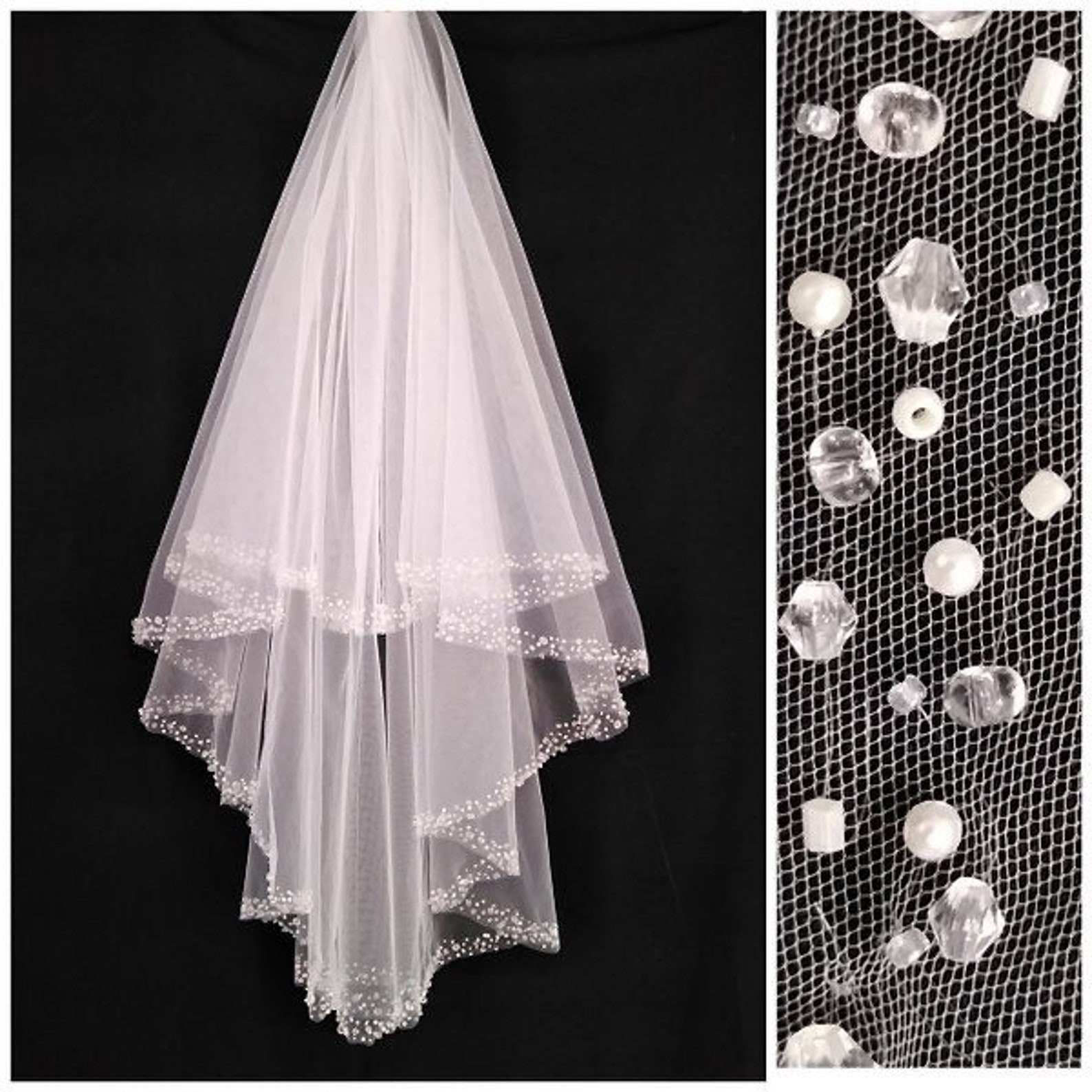 Veil beaded edge wedding veil beaded veil bridal fingertip Etsy