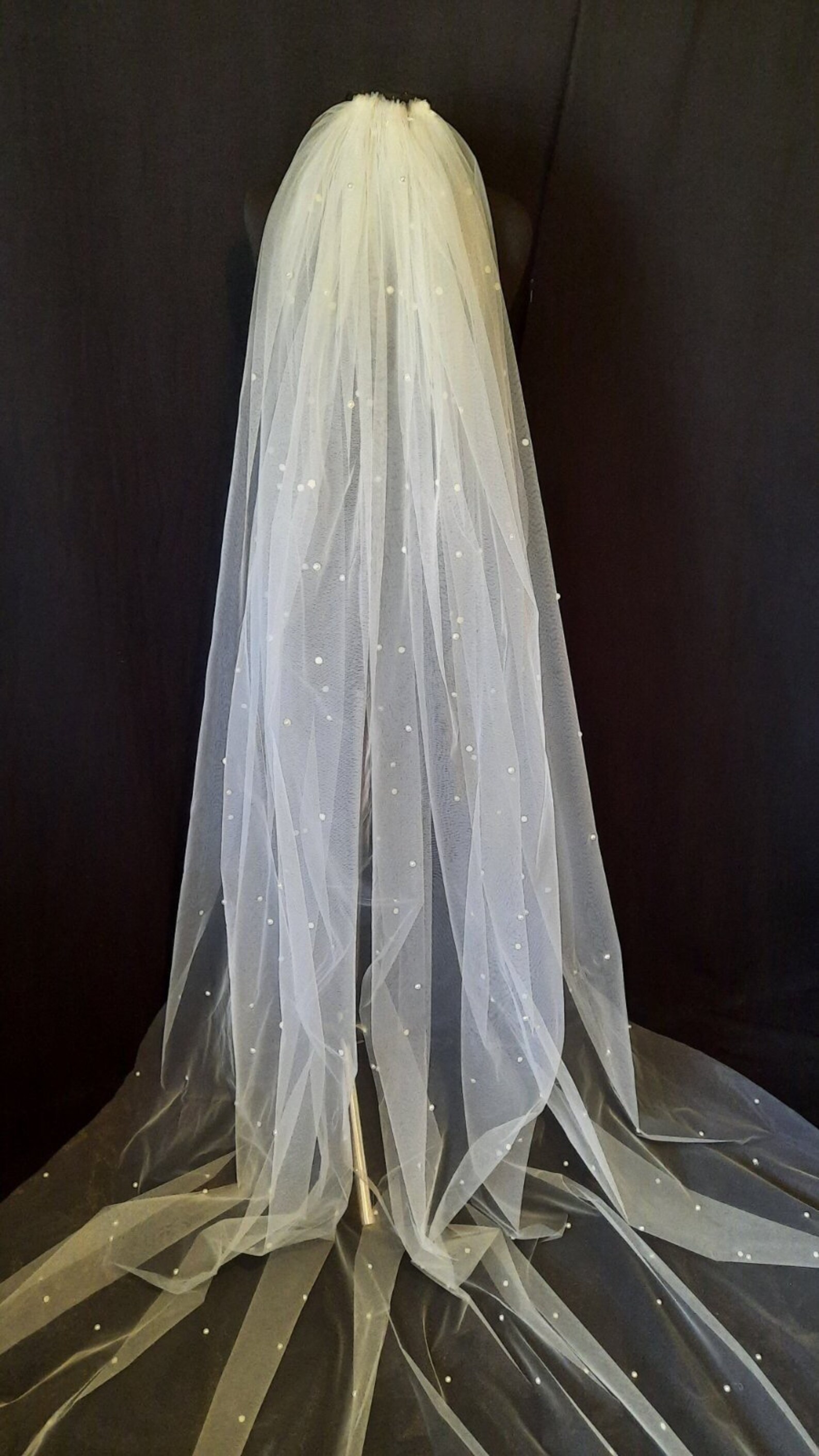 Pearl wedding veil chapel veil cathedral length pearl veil Etsy
