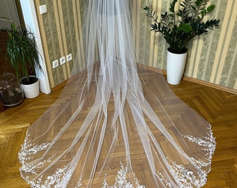 Veil wedding lace veil bridal veil 1 tier veil tulle with lace veil wedding cathedral veil short wedding veil chapel length fingertip veils