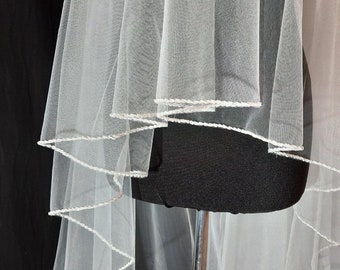 Wedding veil beaded two layer bridal veil 2 tier veil short beaded veil comb veil fingertip veil wedding cathedral veil floor veil chapel