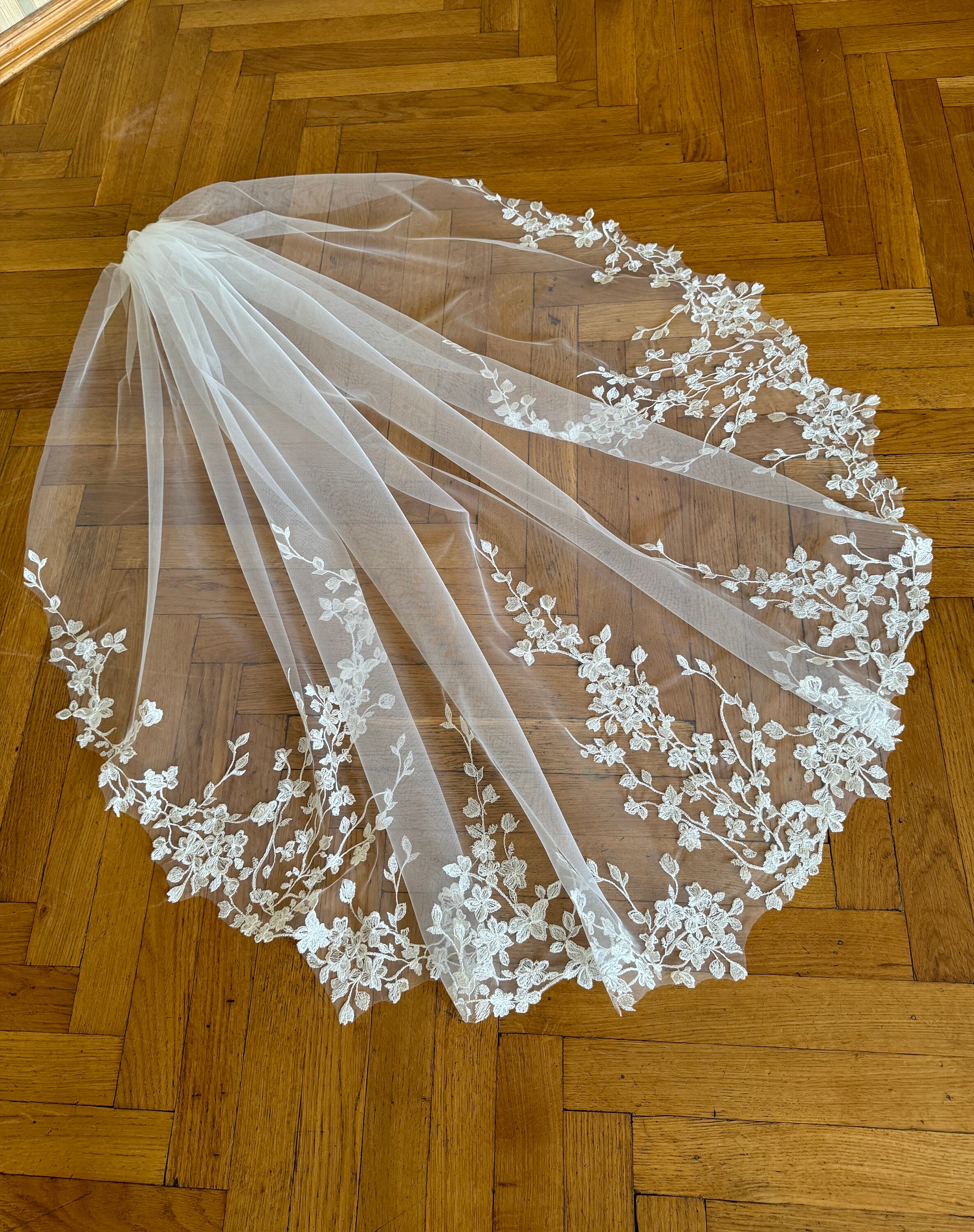 Spitze Schleier Brautschleier Stickerei Brautschleier 1-fach Schleier weicher Tüll mit Spitze Hochzeit kurzer Schleier Kathedralen Schleier lange Kapelle Fingerspitze Schleier