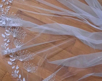 Wedding veil lace edge bridal veil leaves veil with lace leaf veil wedding cathedral long veil chapel length fingertip veils dandelion boho