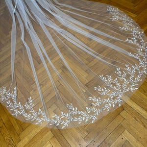 Wedding veil leaves veil lace veil cathedral veil embroidery veil long veil embroidered veil wedding chapel veil one tier veil bridal veil