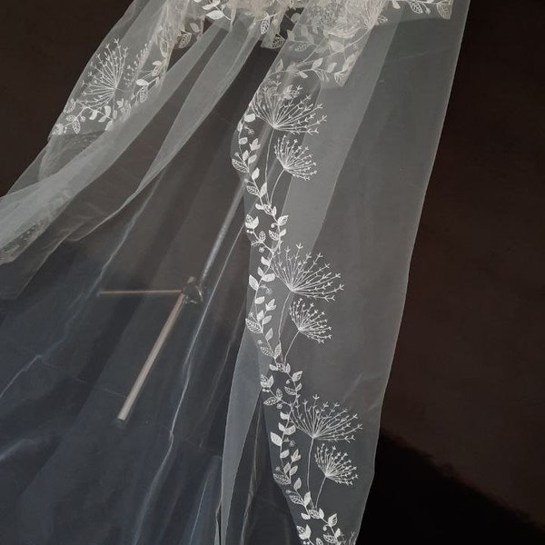 Veil lace edge bridal veil leaves veil with lace leaf veil wedding cathedral long veil royal veil chapel length fingertip veils dandelion