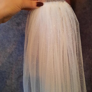 Glitter wedding veil glitter bridal veil sparkle veil tulle with glitter 1 tier veil cathedral long veil shimmer wedding veil fingertip veil image 5