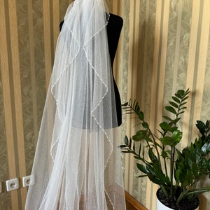 Glitter veil cathedral veil sparkle veil glitter beaded edging veil sparkle tulle bridal veil beaded edge shimmer veil long sparkling veil
