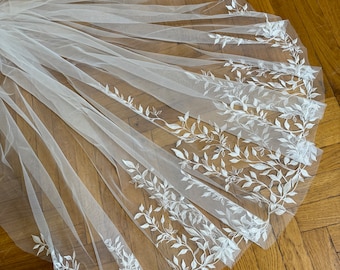 Spitzenschleier Brautschleier Hochzeitsschleier Stickerei einreihiger Schleier Weicher Tüll Schleier Spitze kurzer langer Schleier Kapellenlänge Schleier Fingerspitze Boho Blatt