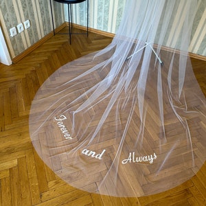 Wedding veil lettering with embroidered phrases bespoke veil bridal veil with phrases words veill wedding initials personalization veil text