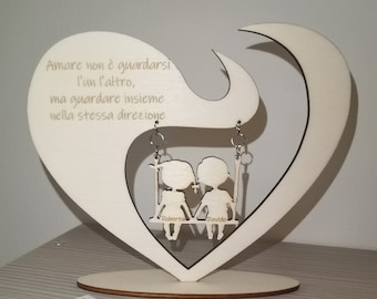 Decorazione In Legno Innamorati In Altalena | Idea Regalo Innamorati | San Valentino