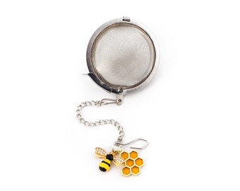 2 inch mesh ball tea strainer with bee charm