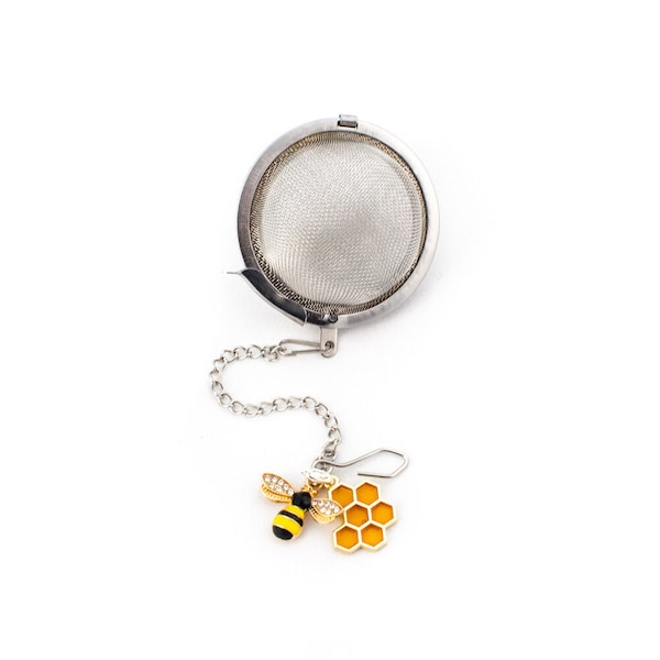 2 inch mesh ball tea strainer with bee charm