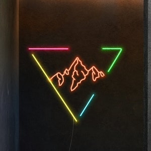 Mountains in a triangle | Sunrise Home Decor | Sunset Wall Art - Neon for cafe, restaurant decor, Mountain wall art light up, Mountain wall