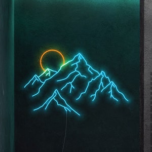 Mountains 5.0 Moon Over The Mountains Neon Lighting Regular - Neon for cafe, restaurant decor, neon sign,  kids wall decor, gift neon sign