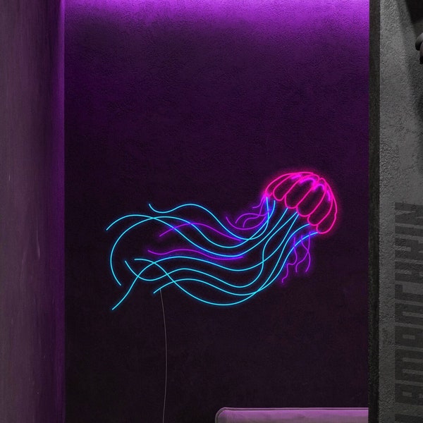 Jellyfish Neon Sign, Jellyfish Led Neon Sign, Jellyfish Wall Art, Neon Wall Sign, Jellyfish Wall Decor, Bedroom Decor For Teens, Neon Sign