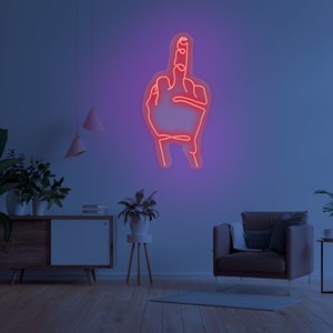Middle Finger Neon Sign Neon Light Neon Work Neon One - Etsy