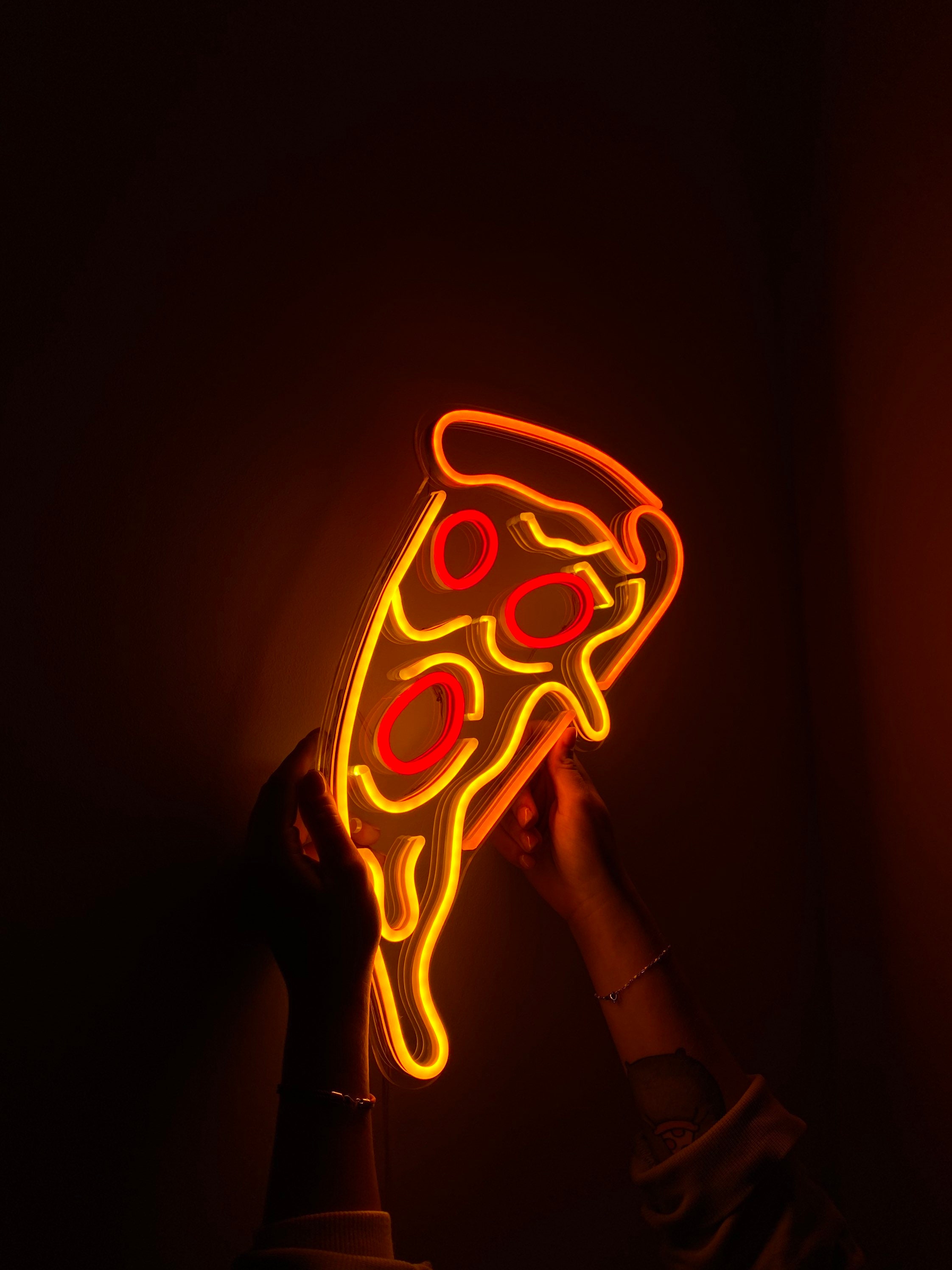 Pizza Neon Signled Neon Pizzacafe Decorrestaurant Decor Neon Sign