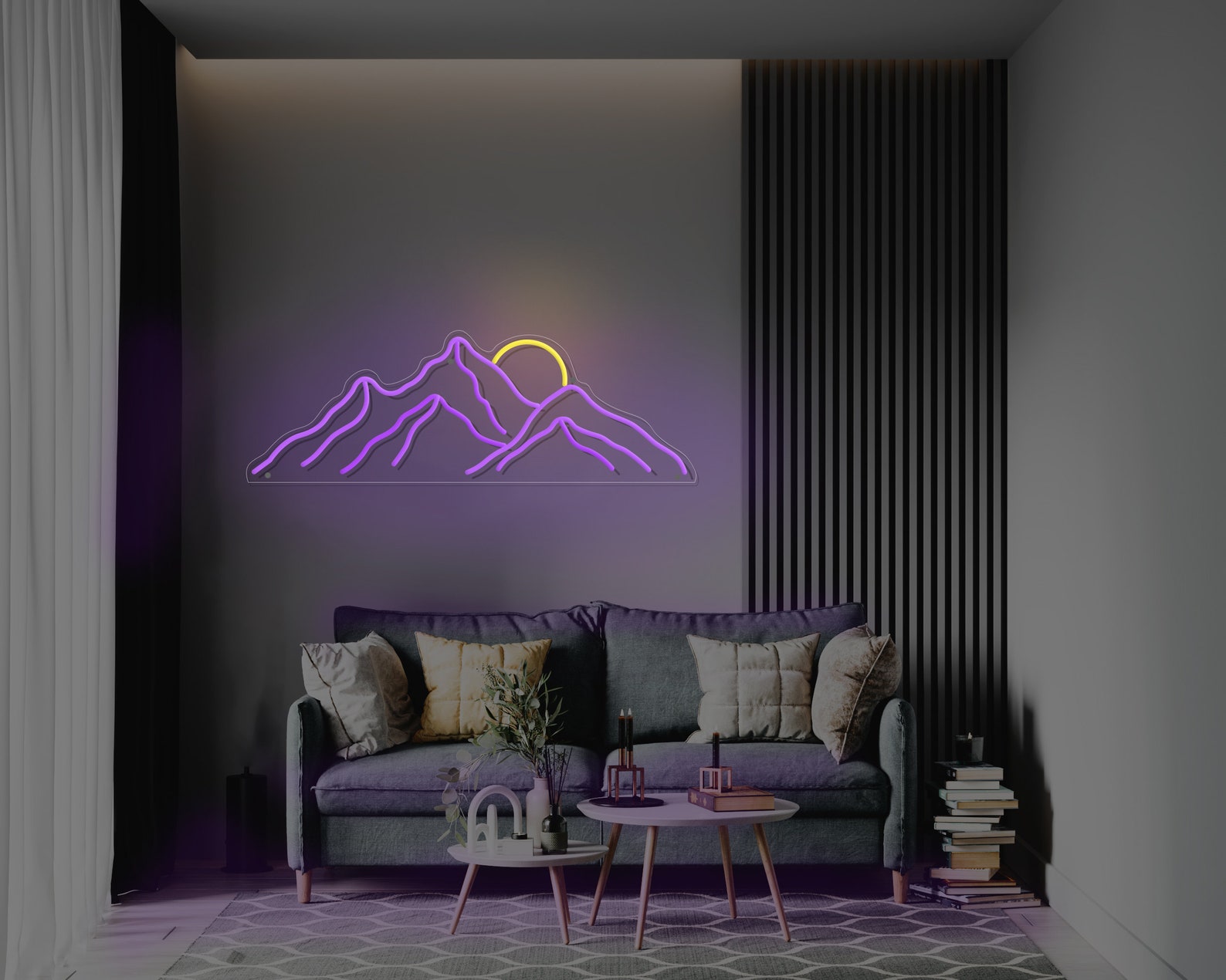 Mountains Led Neon Sign Sunrise Home Decor Sunset Wall Art | Etsy