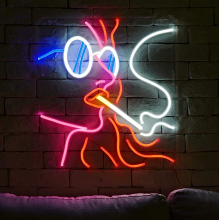 Woman With a Cigarette Neon Decor Neon Sign Neon Bar | Etsy