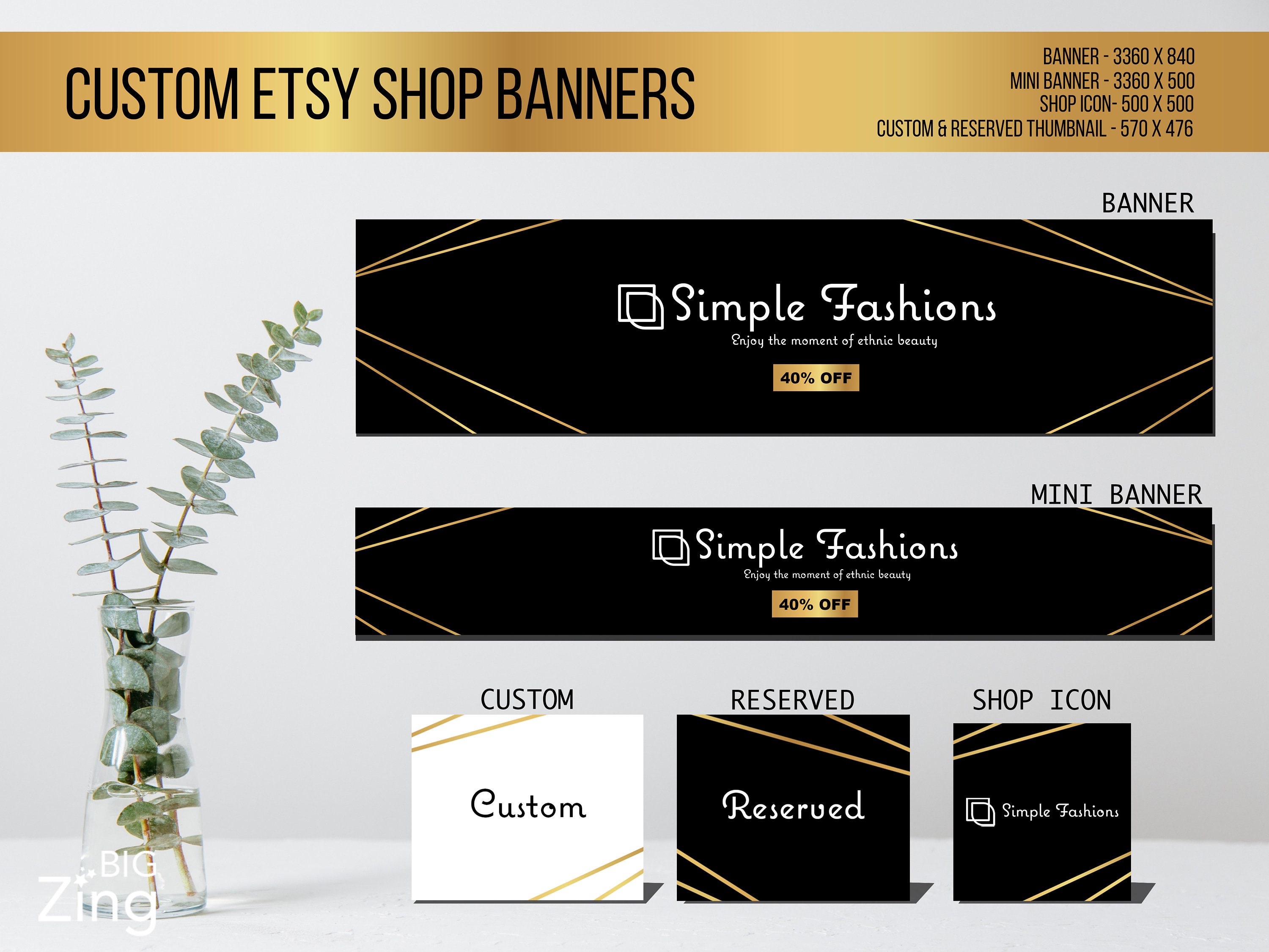 Custom Etsy Shop Banner Etsy Banner Template Etsy Shop Etsy