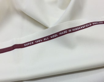 White Plain Barathea Jacketing Fabric Super 150&#39;s Wool