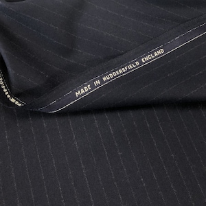 Navy Chalk Stripe Flannel Suiting Jacketing Fabric