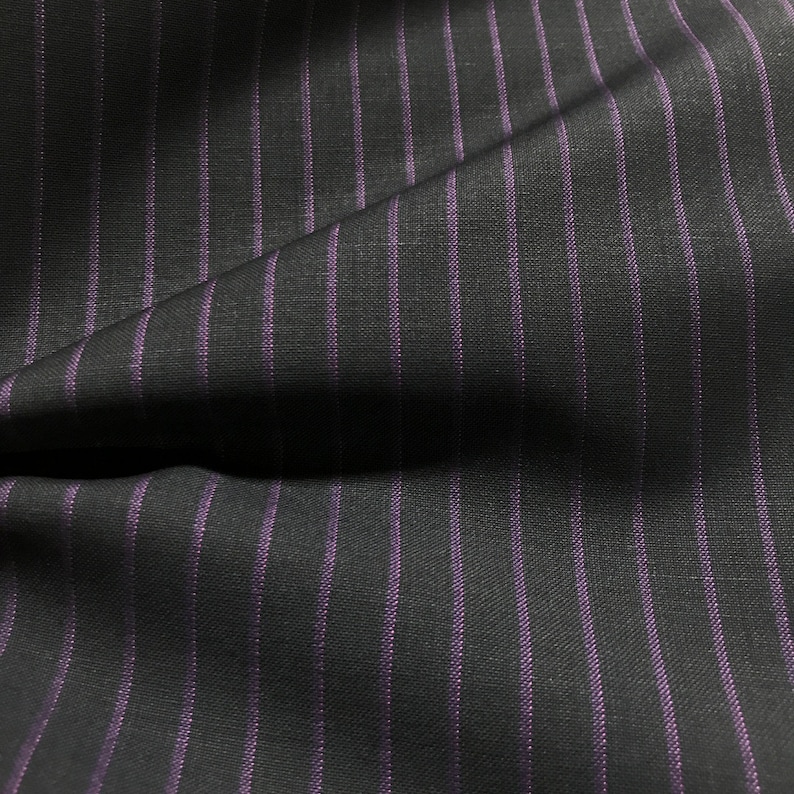 Midnight Navy With Purple/pink Stripe Wool Mohair Jacketing and Suiting