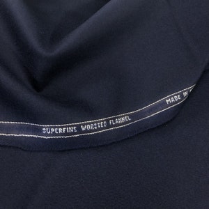 Navy Plain Flannel Suiting Jacketing Fabric