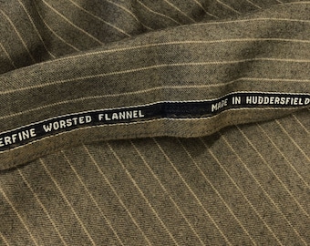 Fawn Chalk Stripe Flannel Suiting Jacketing Fabric
