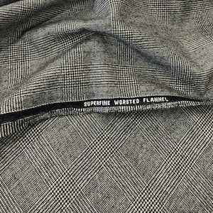 Black/White Plaid Check Flannel Suiting Jacketing Fabric