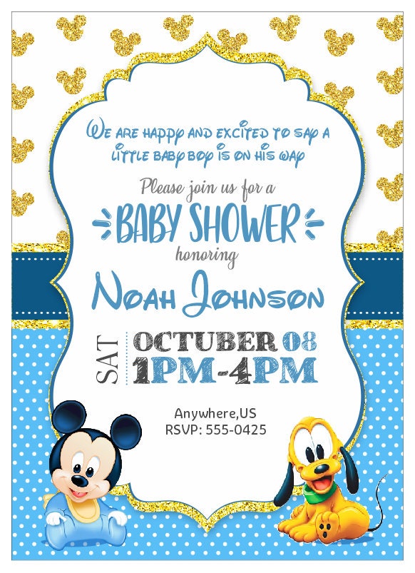 Baby Mickey Mouse Baby Shower Invitation Etsy