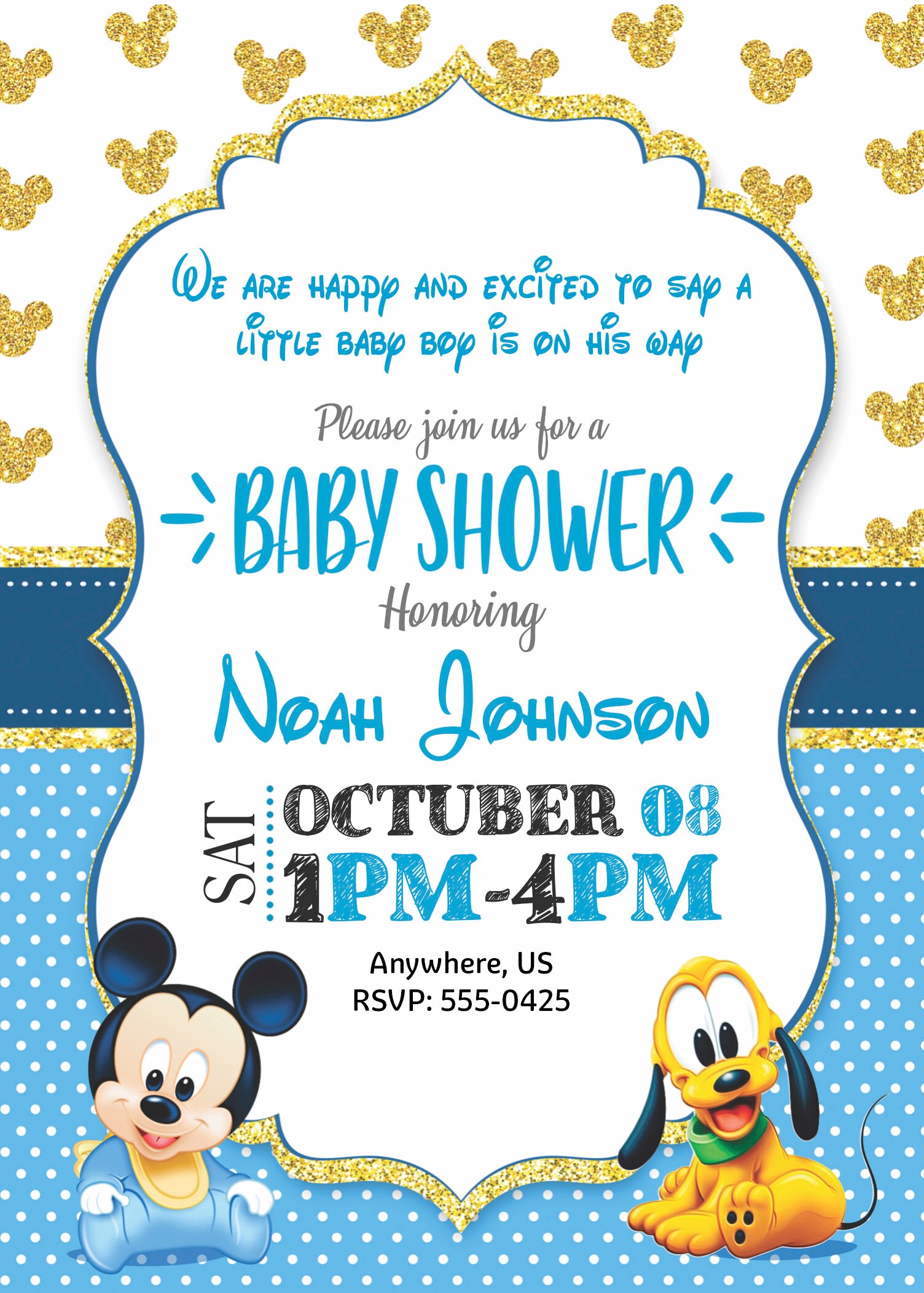 Baby Mickey Mouse Baby Shower Invitation - Etsy