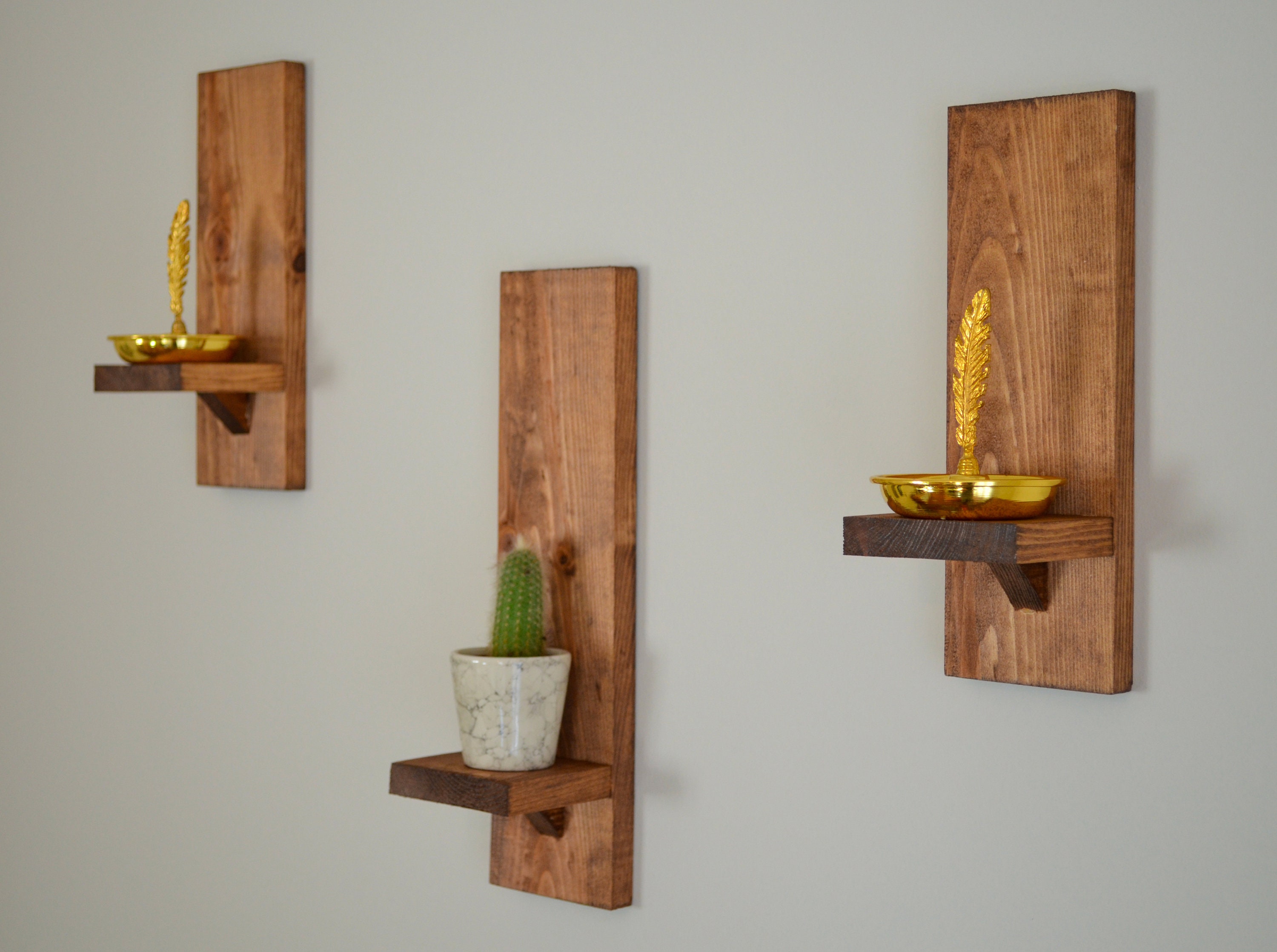 Wall Shelf Set of 3 Rustic Wall Decor Wooden Shelf Wooden Etsy