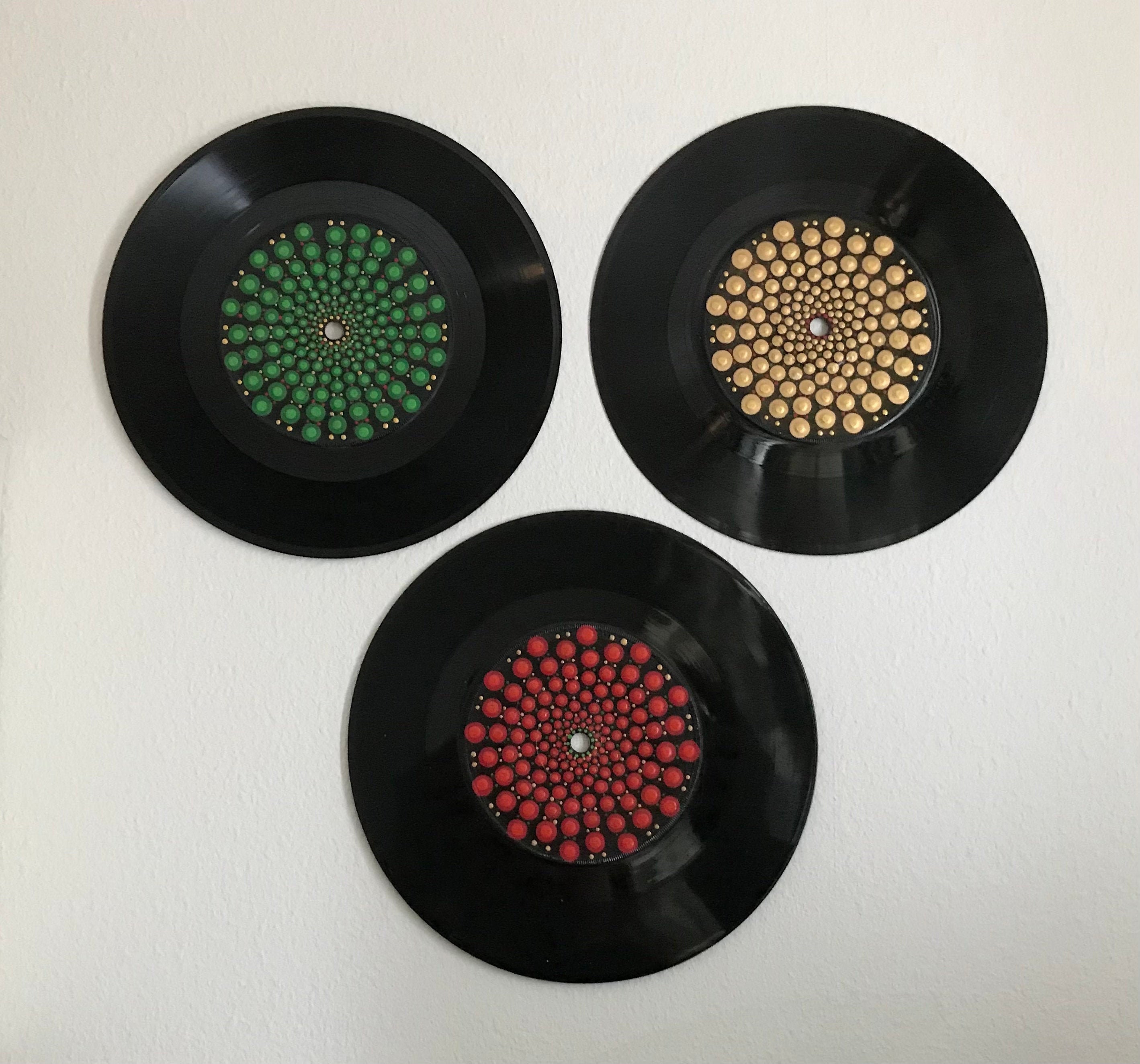 Set of 3 Upcycled 7 Vinyl Record Art Etsy