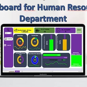 HR Performance Dashboard | dashboard for Human Resources department ,Excel Template | HR Tracker, Dynamic Reporting Dashboard,