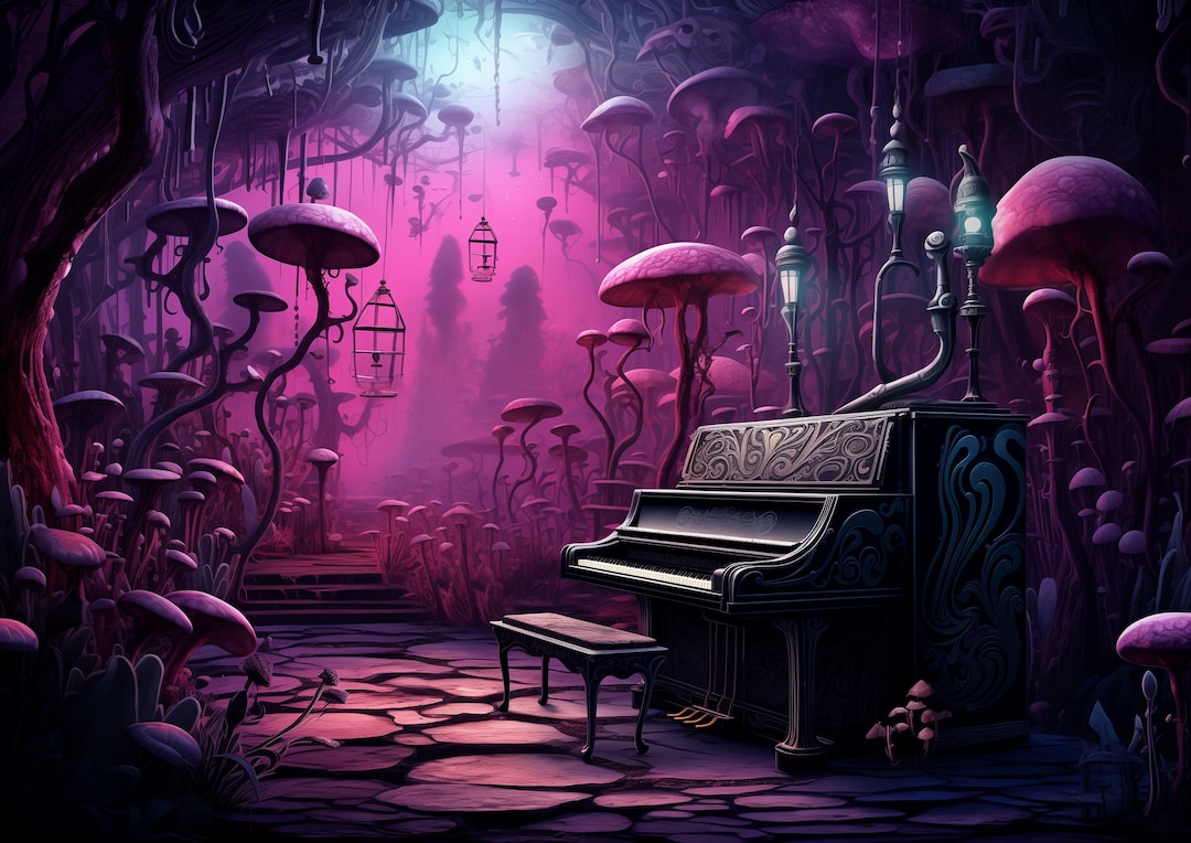 Piano, Music and Mushrooms in A Dreamy Purple World, 250, 500 and 1000 ...