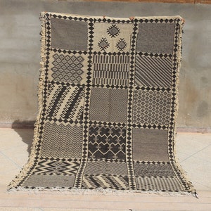Kilim Moroccan Rug, Custom zanafi rug, Bohemian Nordic Rug, all wool rug, berber carpet for living room, home decor. image 1