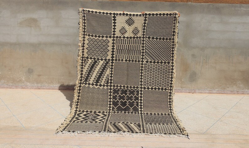 Kilim Moroccan Rug, Custom zanafi rug, Bohemian Nordic Rug, all wool rug, berber carpet for living room, home decor. image 1
