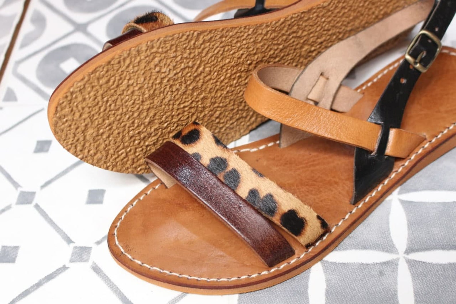 Moroccan leather sandals sandal for women leather flip Etsy