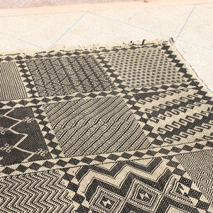 Kilim Moroccan Rug, Custom zanafi rug, Bohemian Nordic Rug, all wool rug, berber carpet for living room, home decor. image 6