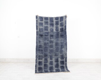 Contemporary Area Rug, Moroccan Custom Rug, with Abstract Design, Plain Scandinavian & Artistic Custom Berber Rug