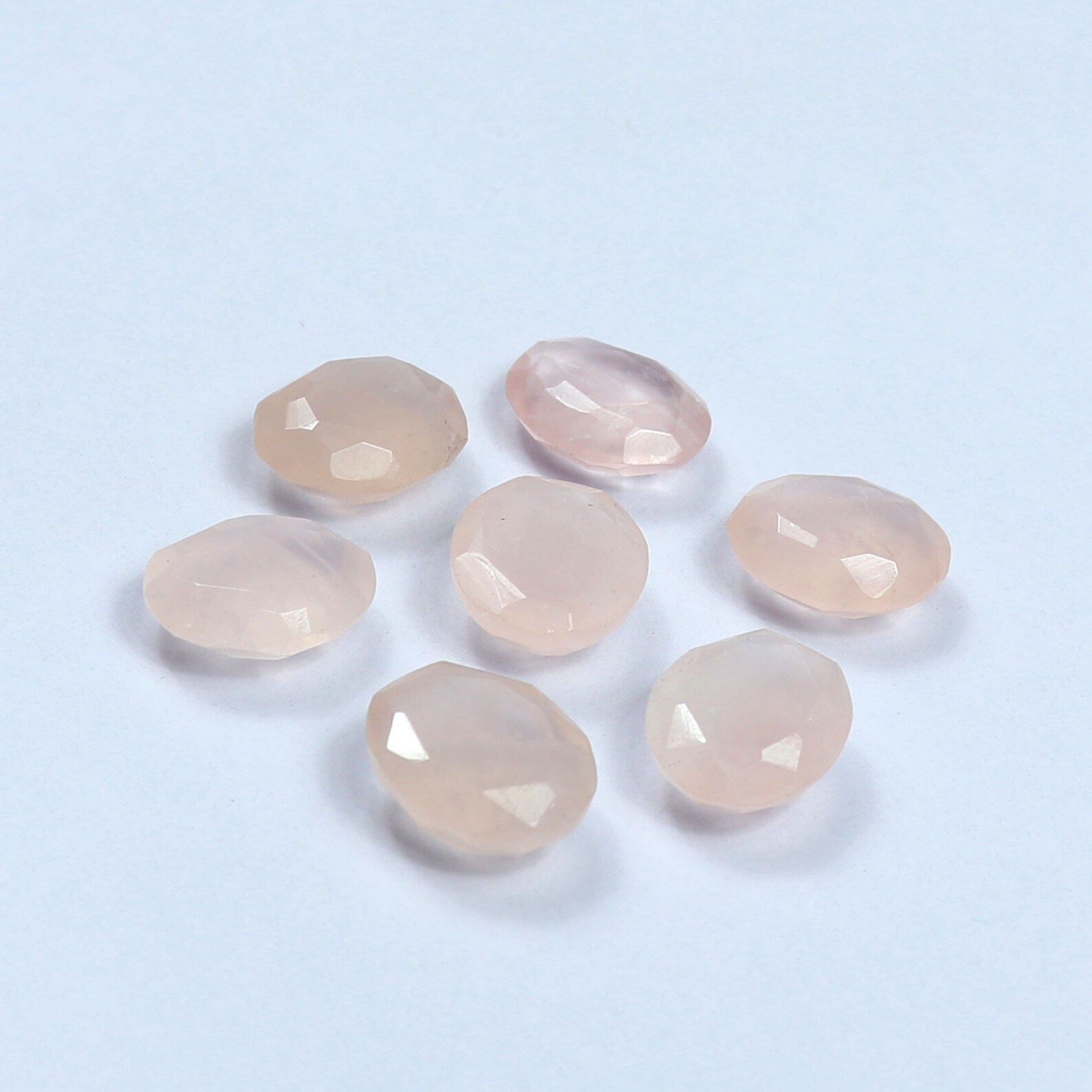 Rose Quartz Cut Gemstone 7Pcs Amazing Quality Oval Shape Etsy