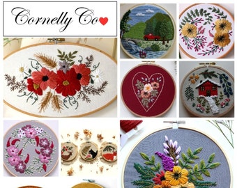 Embroidery bundle- 20 complete PDF patterns- downloadable hand embroidery set, creative flower embroidery patterns and landscape embroidery,